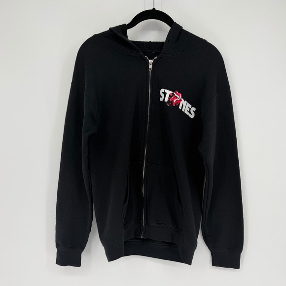the Rolling Stones Tops - Rolling Stones Hackney Diamonds Tour 2024 Zip Up Hoodie Black Rock Band S